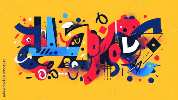 Fototapeta Creative abstract typography with bold playful letters in bright colors