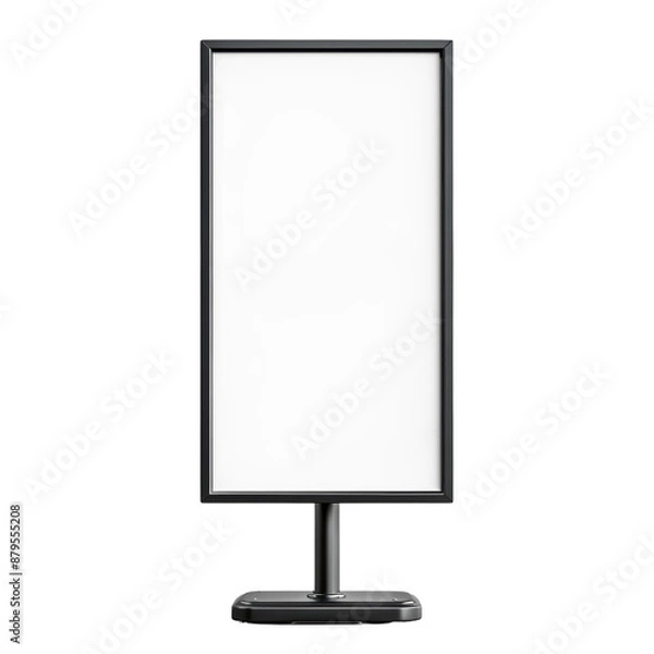 Fototapeta Blank vertical digital signage isolated on white background, ideal for advertisement and promotional content display purposes.
