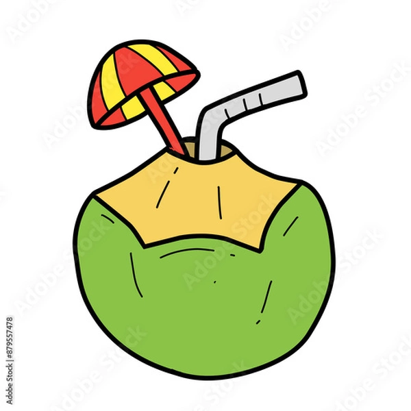 Obraz Coconut fruit drink illustration icon