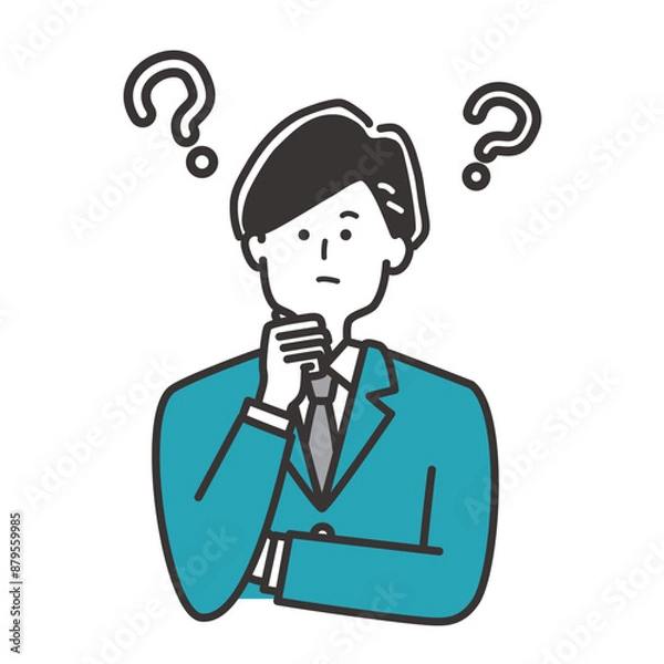 Obraz 困る・悩むビジネスパーソン（スーツの男性）のイラスト