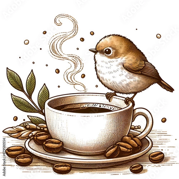 Obraz コーヒーとウグイス