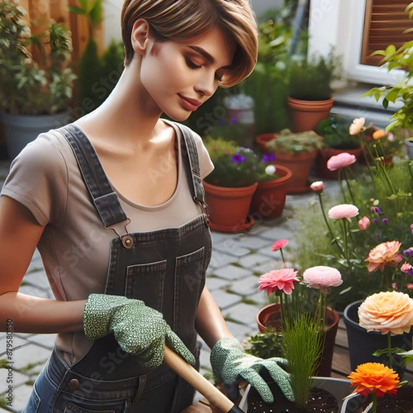 Fototapeta ガーデニングをする女性