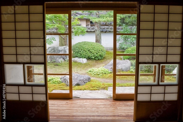 Obraz 日本家屋の部屋から見える庭