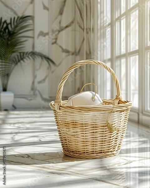 Obraz wicker basket near the window