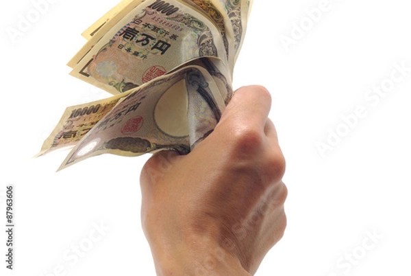 Fototapeta 紙幣を握る男性の手