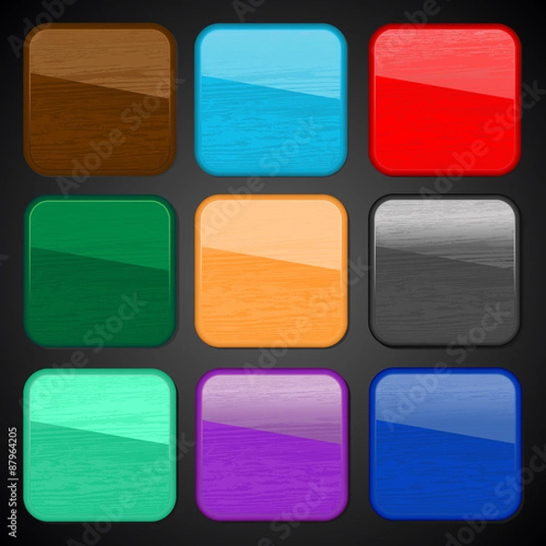 Fototapeta Wooden texture icon button for web