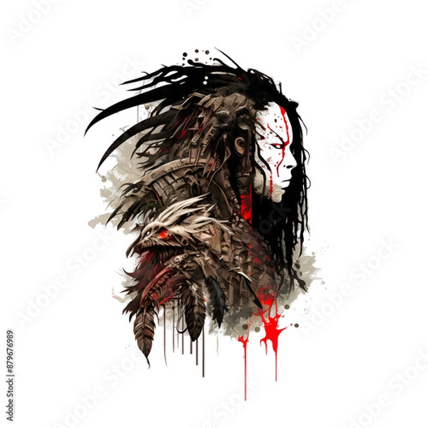 Obraz A tribesmen design in okami style