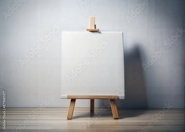 Fototapeta Plain white canvas ready for painting or artistic projects, ideal for artists to create and express their creativity, blank canvas mockup, Copy Space