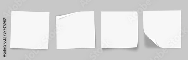 Fototapeta paper squares white tags realistic with shadow