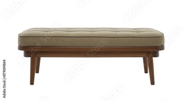 Fototapeta An upholstered bench with a sleek design and comfortable cushioning, isolated on a white background