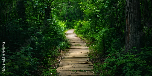 Fototapeta "Enchanted Forest Pathway: Nature's Tranquil Escape"
"Serene Wooden Trail: Immersive Forest Journey"