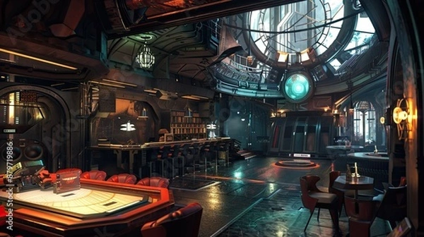 Fototapeta Neopunk Architecture Environment. AI generated art illustration.