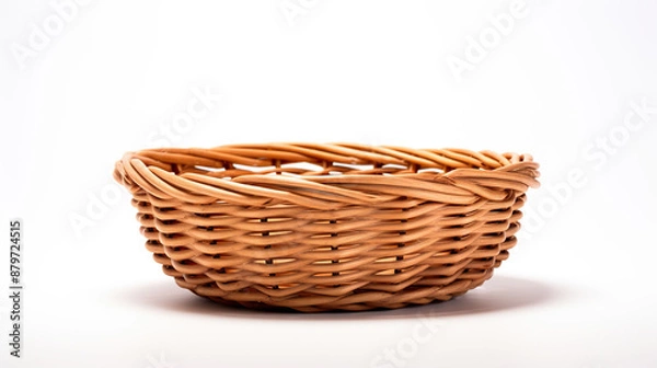 Fototapeta Wicker basket isolated on pure white background