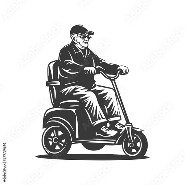 Obraz minimalist logo or symbol for elderly man activity black color only