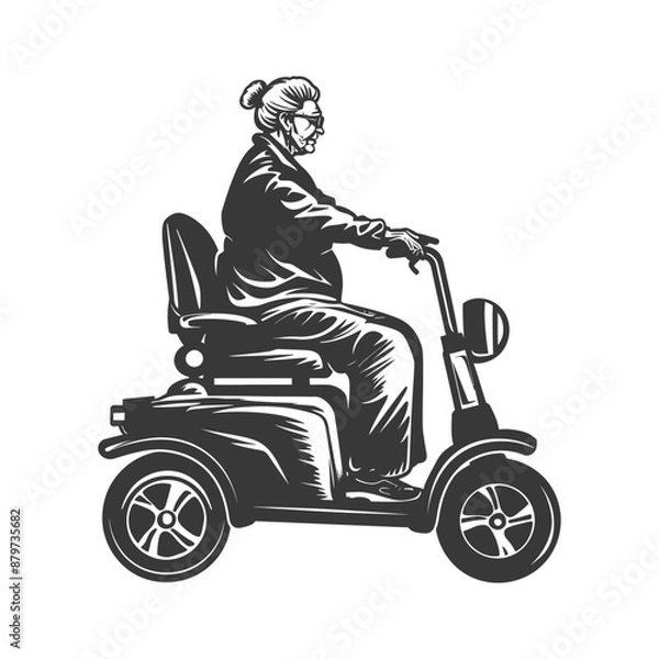 Obraz minimalist logo or symbol for elderly woman activity black color only