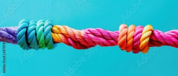 Fototapeta team rope with diverse strength connect partnership together teamwork unity communicate support ideal for strong diverse network rope team concept