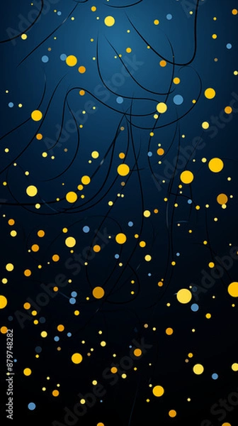Fototapeta Blue  Dots Circles Balls on Yellow Background, Abstract Image, Texture, Pattern Background, Wallpaper, Background, Cell Phone Cover and Screen, Smartphone, Computer, Laptop, 9:16 and 16:9 Format - PNG