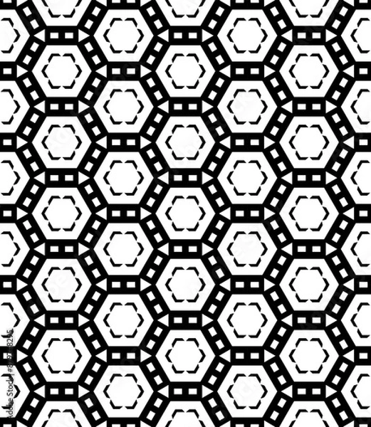 Fototapeta Black and white seamless abstract pattern. Background and backdrop. Grayscale ornamental design.
