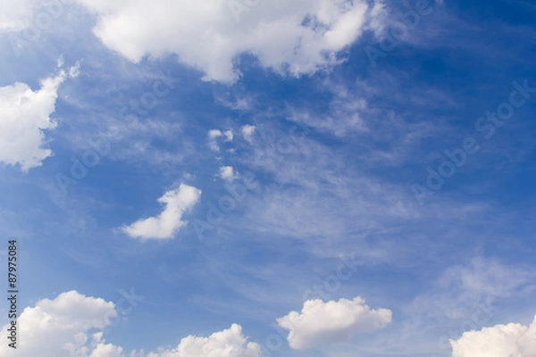 Obraz Fantastic soft white clouds and blue sky  background,Beautiful sky.