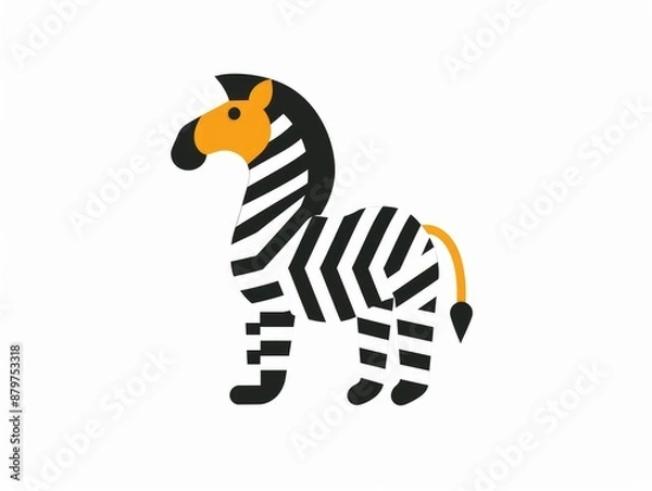 Fototapeta zebra cartoon with sign