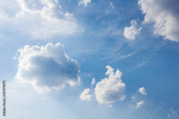 Obraz Fantastic soft white clouds and blue sky  background,Beautiful sky.
