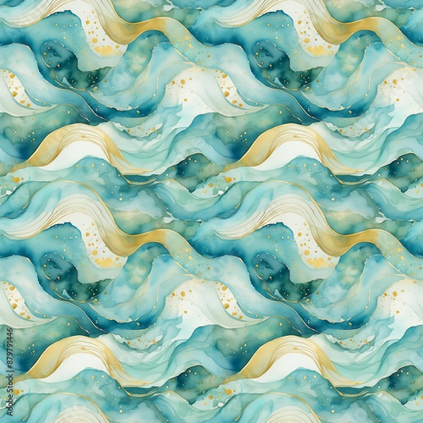 Obraz Seamless pattern of blue waves