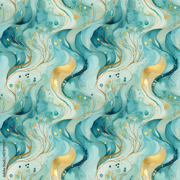 Obraz Seamless pattern of blue waves