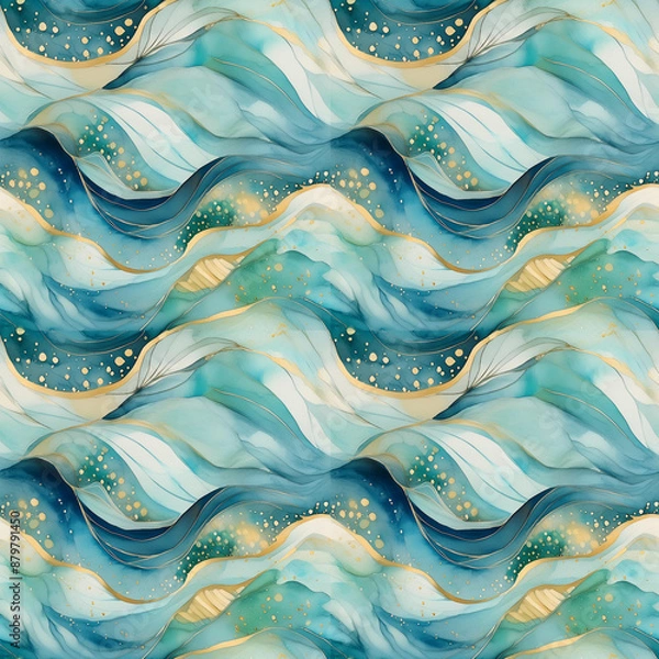 Obraz Seamless pattern of blue waves