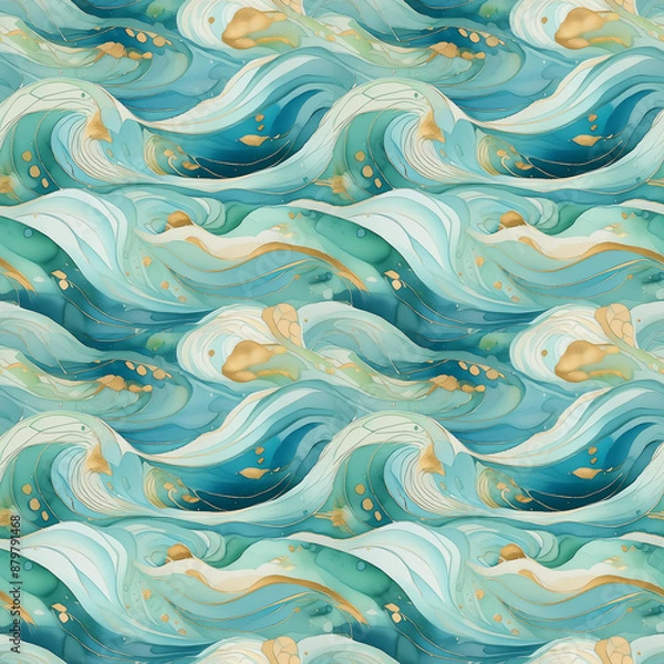 Obraz Seamless pattern of blue waves
