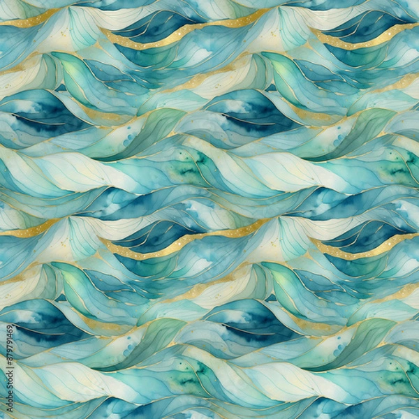 Obraz Seamless pattern of blue waves