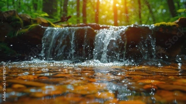 Fototapeta Tranquil Forest Waterfall