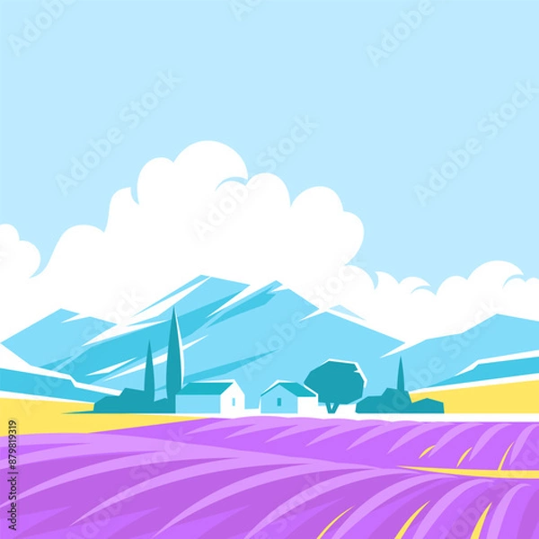 Obraz Provence landscape with the lavender field and mountains