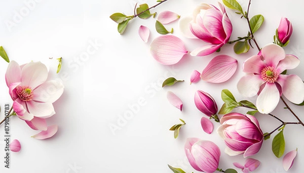 Obraz Pink magnolia flower isolated on white background with full depth of field