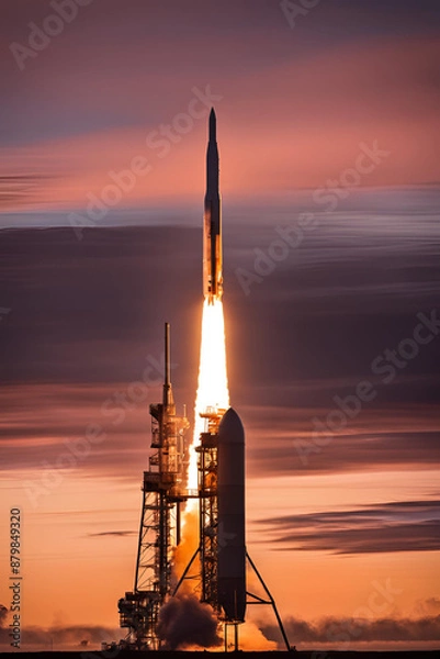 Fototapeta rocket going to space