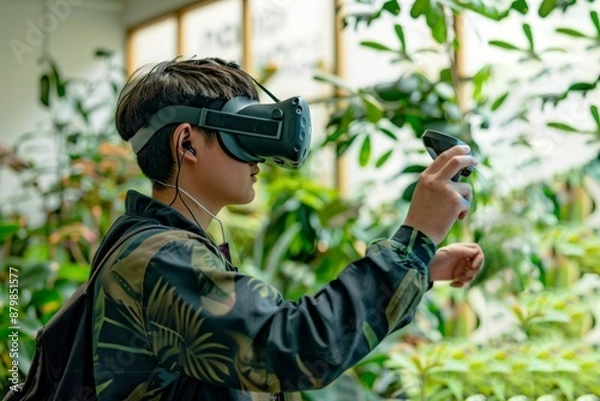 Obraz Student Exploring Virtual Ecosystems with VR