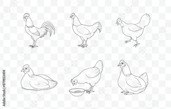 Obraz Print Ultimate Hen Line Art Vector Collection: Detailed and High-Quality Illustrations