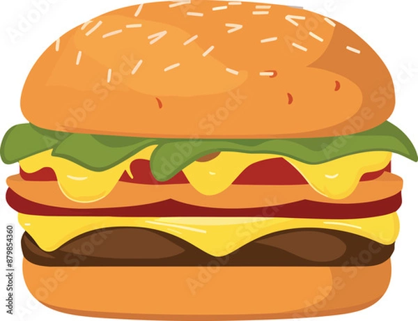 Fototapeta Cheese burger isolated illustration - Generative AI