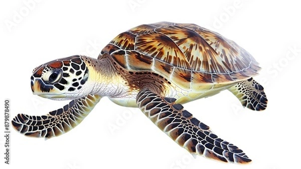 Fototapeta Sea turtle isolated on white background Isolated white background