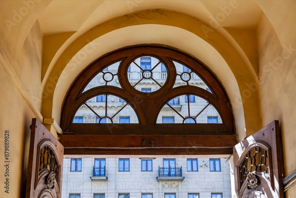 Fototapeta St. Petersburg, Russia, March 26, 2024. Fragment of facade of historical building