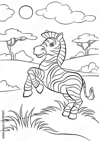 Fototapeta Cute smiling zebra in the forest