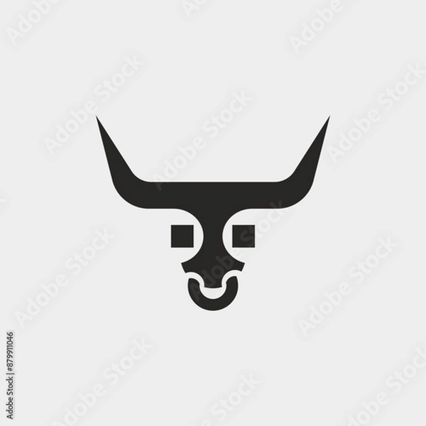 Fototapeta Bull face icon concept. Simple bull head logo design.