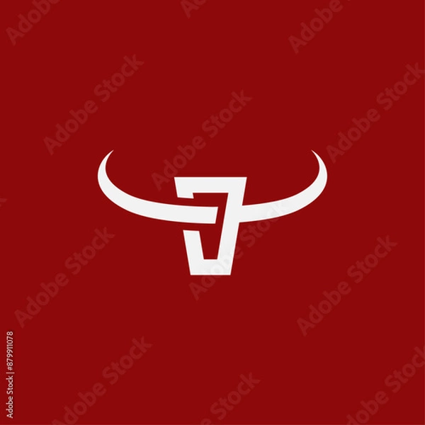 Fototapeta Monogram bull face logo. Simple geometric bull icon design.