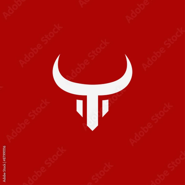 Fototapeta Simple bull face logo. Aggressive bull icon design vector.