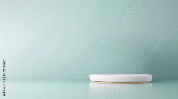 Fototapeta Podium for display product on pastel green background with copy space for text