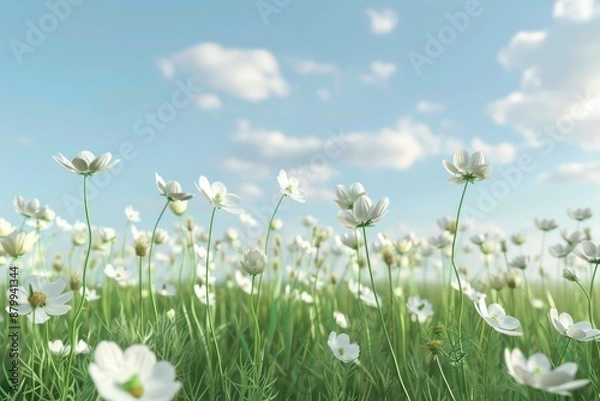 Fototapeta 3D rendering minimalist spring outdoor fresh stage e-commerce promotion booth. Beautiful simple AI generated image in 4K, unique.