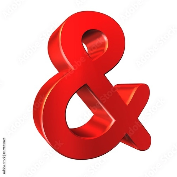 Obraz And symbol. Red 3d image on white background