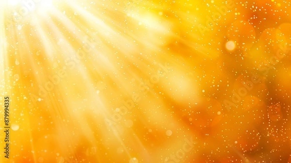 Fototapeta Abstract golden rays on dark backdrop with orange and gold sparkles, stunning light burst