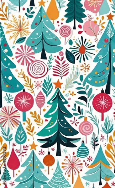 Fototapeta seamless pattern with christmas trees