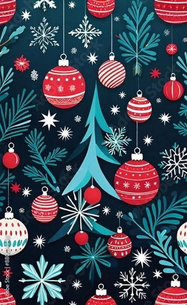 Fototapeta seamless christmas pattern