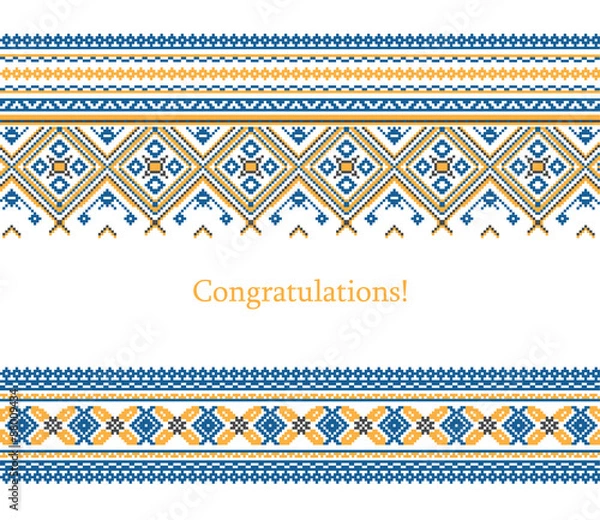 Fototapeta Greeting card with ethnic ornament pattern in different colors